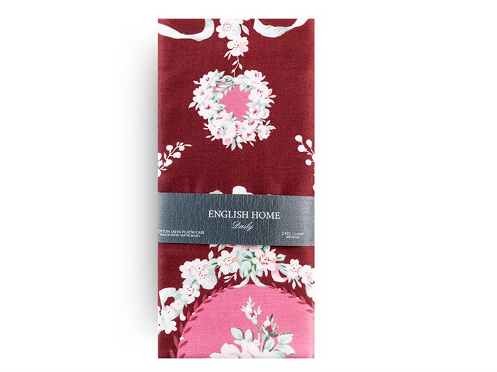 Trandafir har  Satin bumbac Set 2  FAȚĂ DE PERNĂ 50x70 cm Claret Red