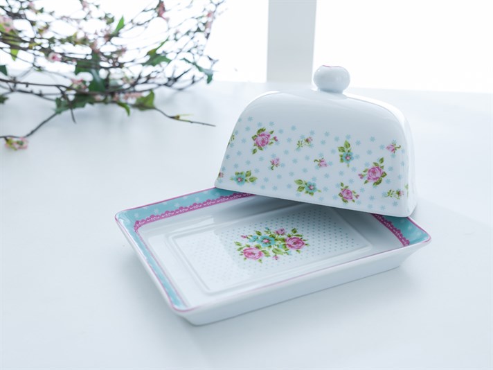 Rose And Lace Bone China Butter Holder Pink