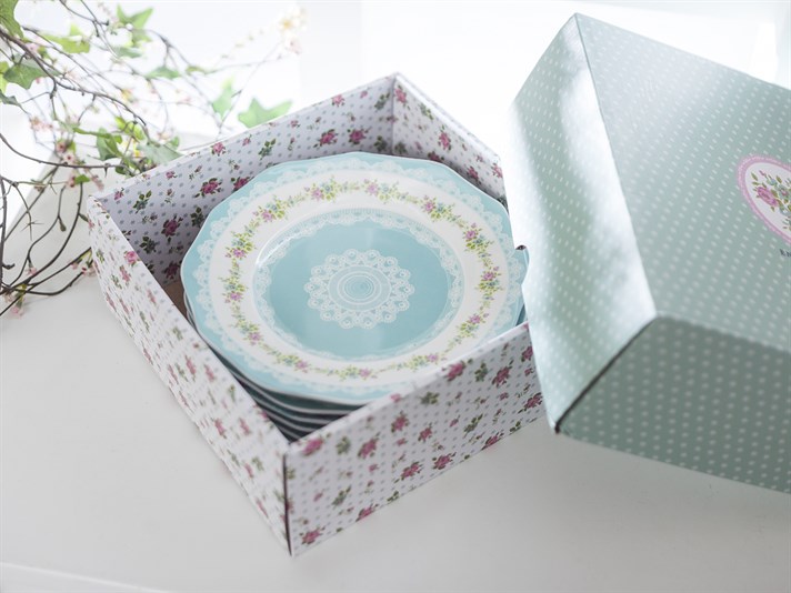 Rose And Lace Bone China Cake Plate 22 cm Light Pink,