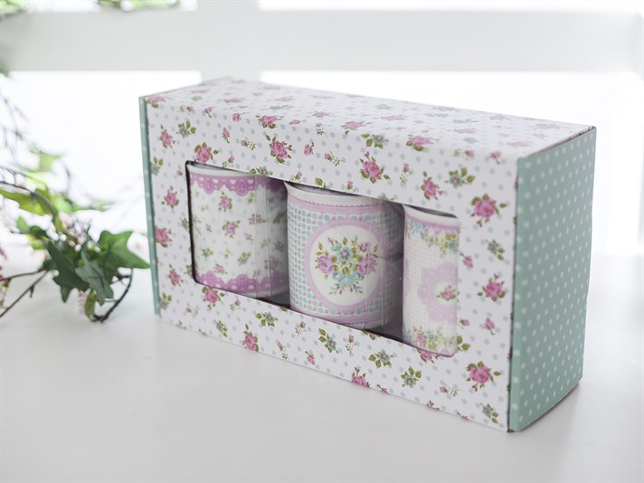 Rose And Lace Bone China 3 Set Jar Pink