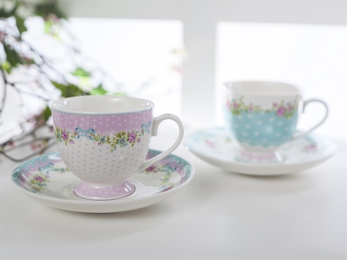 Rose And Lace Bone China 4 Parça 2 Kişilik Tea Cup 210 ml Pink