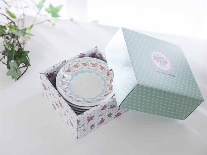 Rose And Lace Bone China 6 pcs Tea Plate 10x10 cm Pink