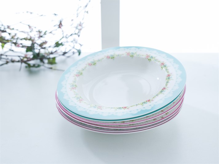 Rose And Lace Bone China 6 pcs Dinner Plate Pink
