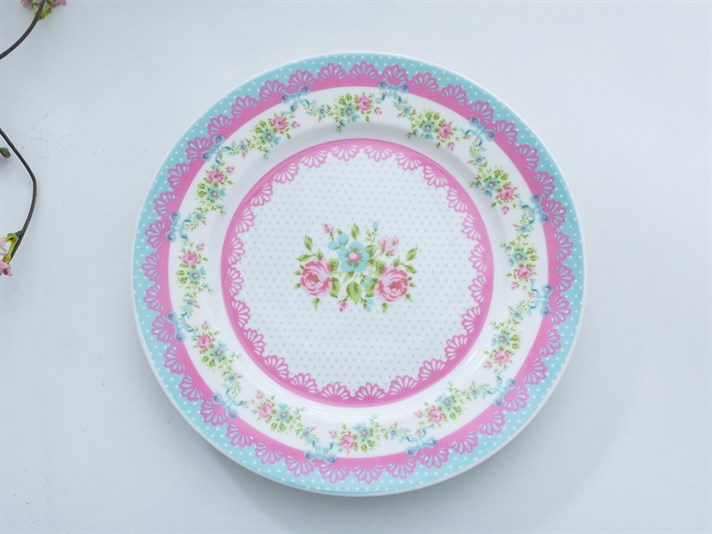 Rose And Lace Bone China 6 pcs Cake Plate 22 cm DarkPink