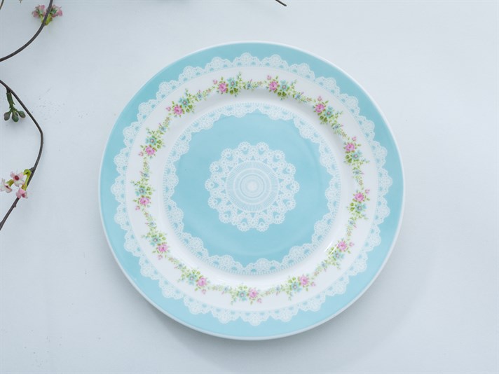 Rose And Lace Bone China 6 pcs Cake Plate 22 cm DarkPink