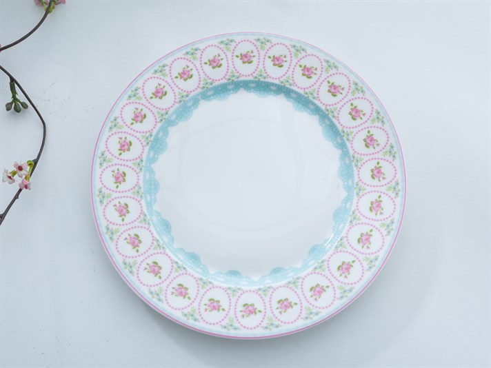 Rose And Lace Bone China 6 pcs Cake Plate 22 cm DarkPink