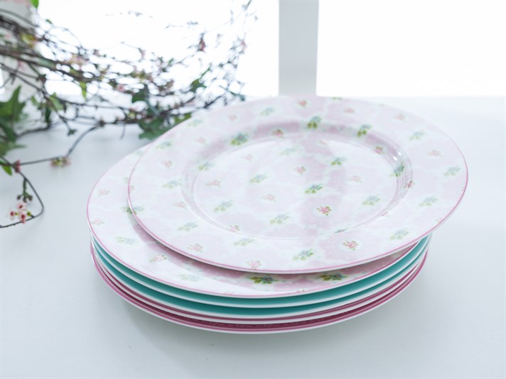 Rose And Lace Bone China 6 pcs Service Plate Pink