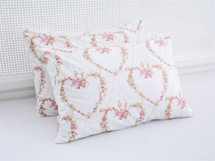 Trandafir inima Cu Bumbac Cu 2 Piese Față De Pernă 50x70 cm Roz