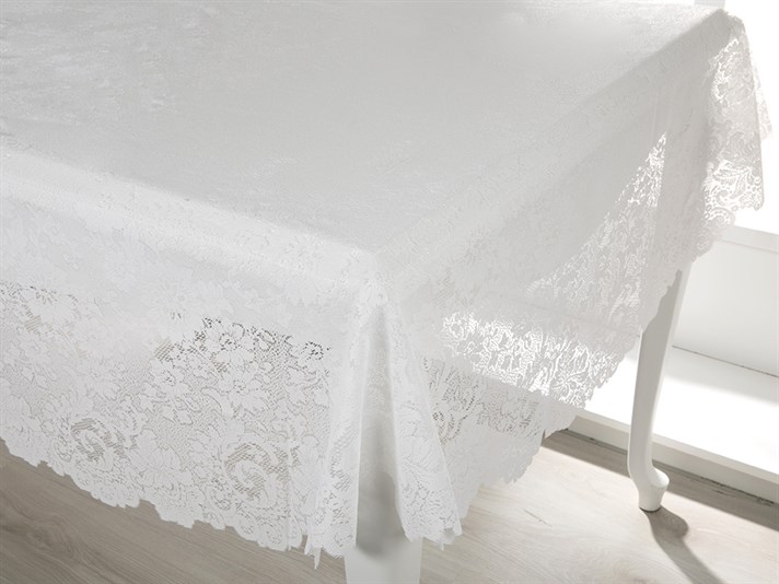Trandafir mare  Vinil  Oval Față de Masă 152x228 cm White