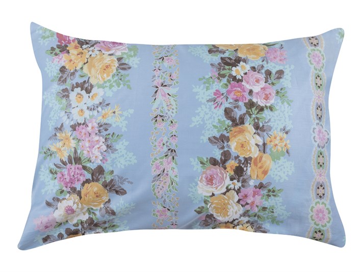 Trandafir pictat Bumbac Satinat Cu 2 Piese Față De Pernă 50x70 cm Albastru