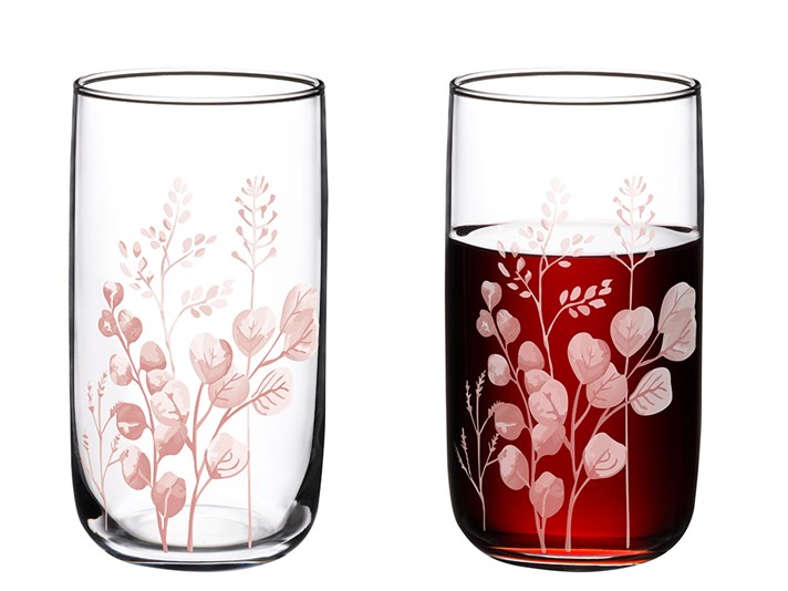 Roses Glass 3 Set Juice Glass 365 ml Pink