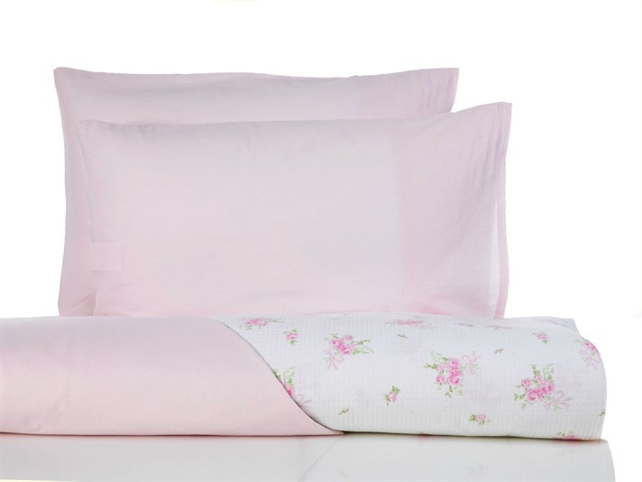Trandafiri de vis  Cu imprimeu Persoană dublă  SET CUVERTURĂ 200x220 cm Roz