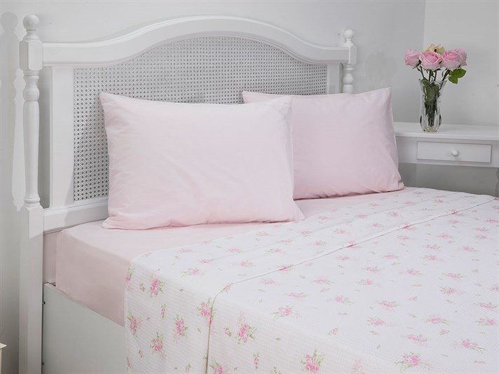 Trandafiri de vis  Cu imprimeu Persoană dublă  SET CUVERTURĂ 200x220 cm Roz