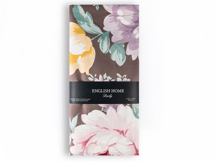 Trandafiri enormi  Satin bumbac Set 2  FAȚĂ DE PERNĂ 50x70 cm Gri.