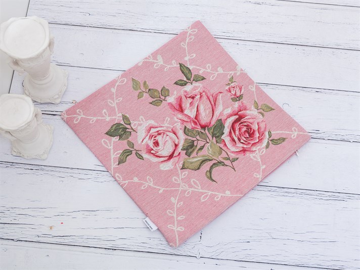 Trandafiri gemeni Goblen Față de Masă Decorativă 45x45 cm Roz Deschis