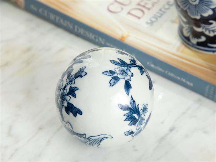 Big Roses Porcelain Decorative Object 10x10x10 cm Blue - White