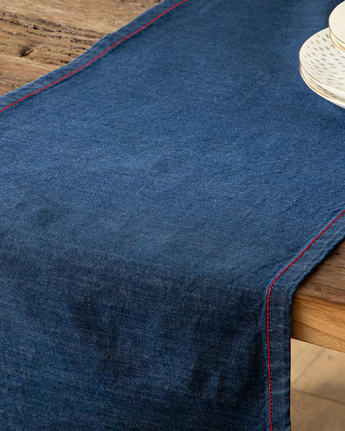 Traversă de masă, Denim, Bumbac, 40x140 Cm, albastru