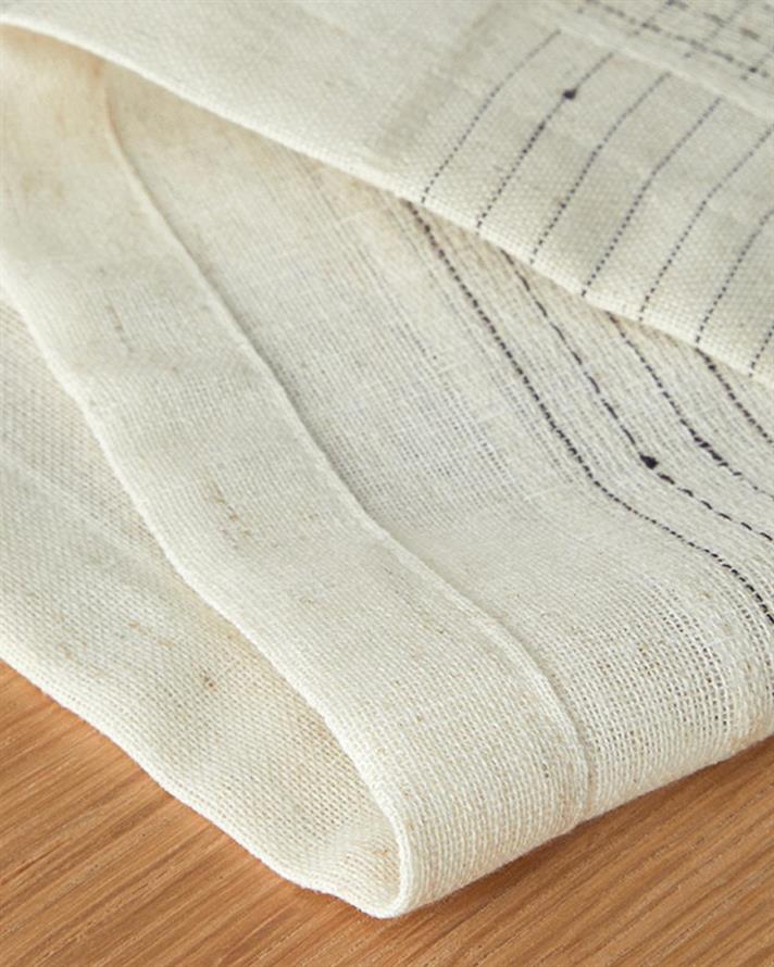 Luxe Linen Look Poliester Față de Masă Decorativă 45x150 cm Crem Negru.