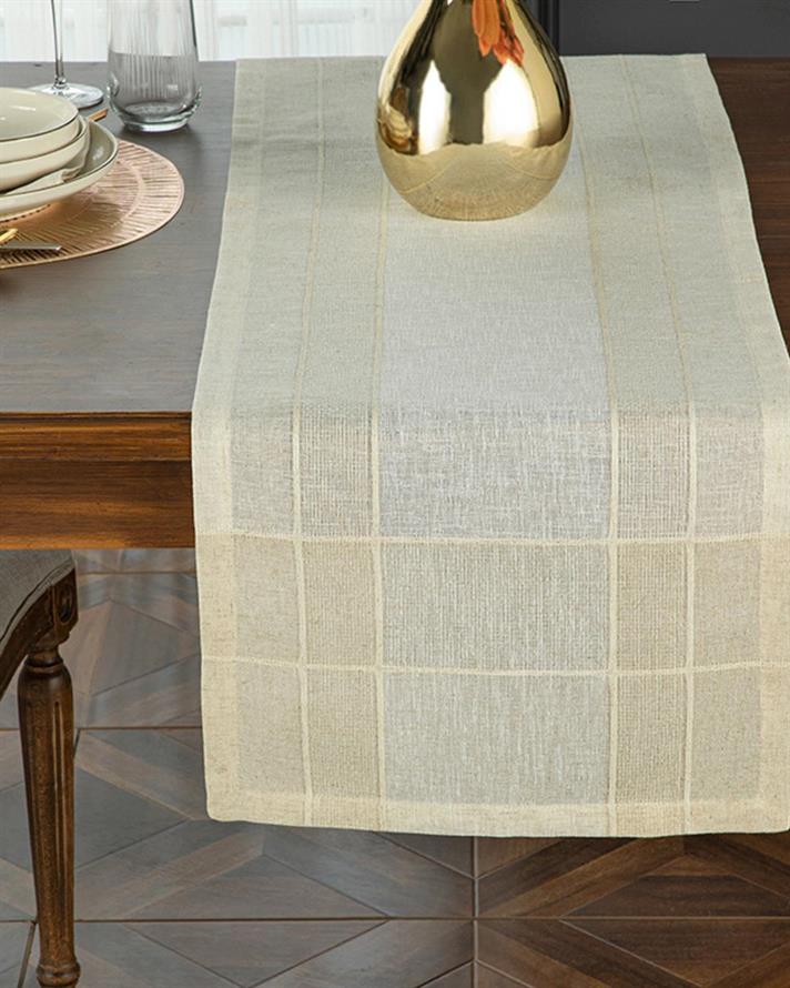 Traversă de masă, Luxe Linen Look poliester, 40x150 cm, bej