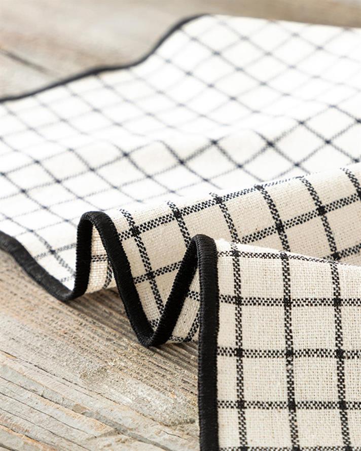 Traversă de masă, Maro, Bumbac, 45x150 Cm, alb-negru