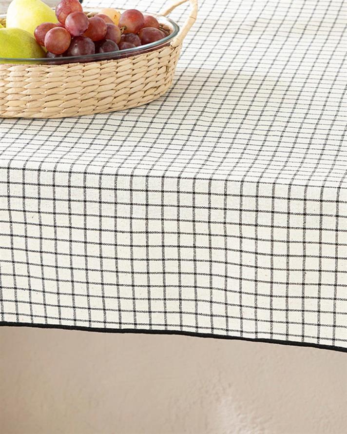 Traversă de masă, Maro, Bumbac, 45x150 Cm, alb-negru