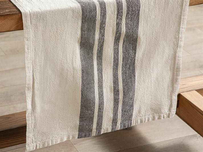 Traversă de masă, Nola, Bumbac, 40x150 Cm, alb-gri închis