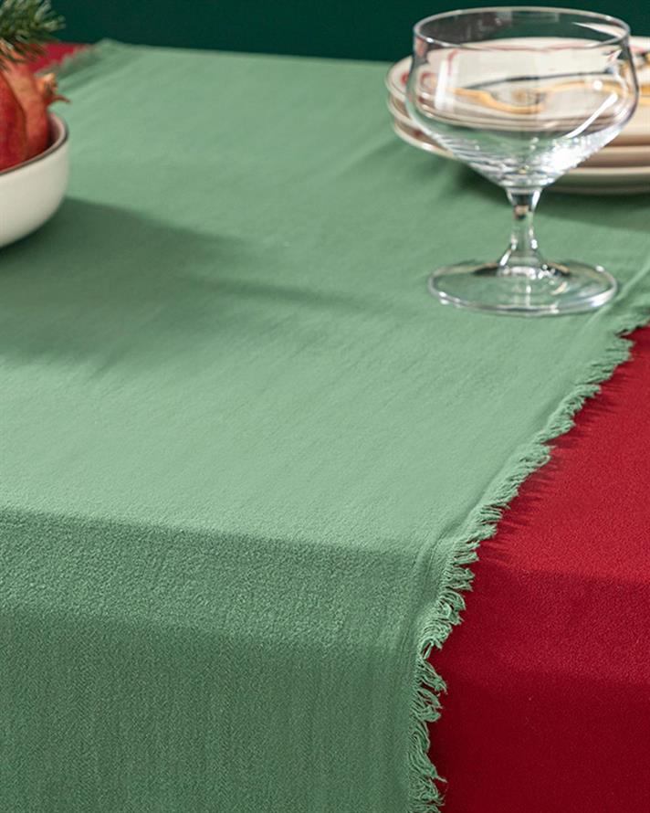 Smooth Fringes Cotton Runner 40x150 cm Green