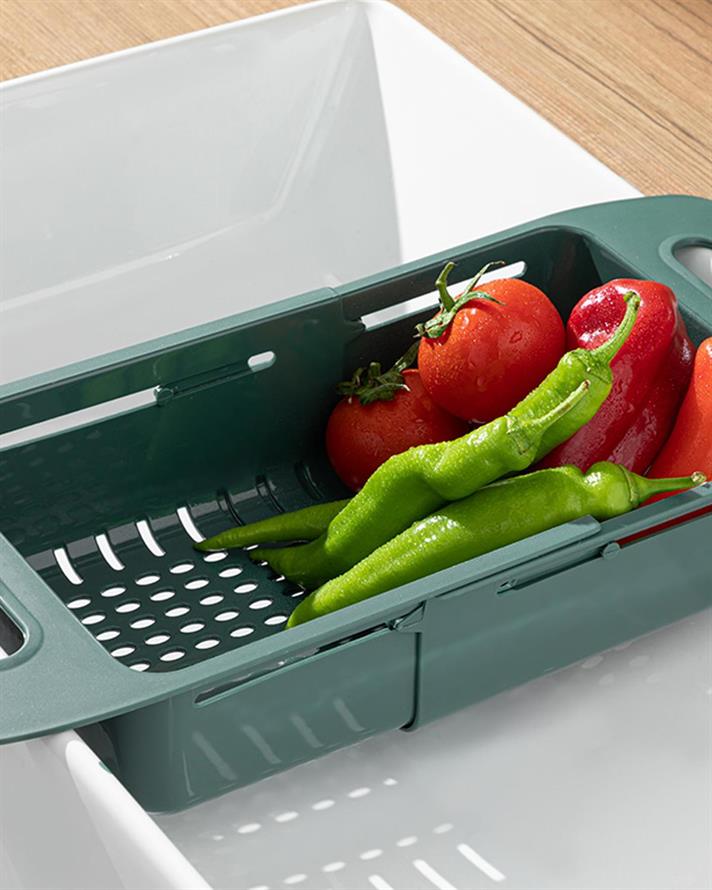 Trendy Strecurătoare Strecurătoare Reglabilă Pentru Chiuvetă, Plastic, 48*19*8 Cm, Crem-Roșu