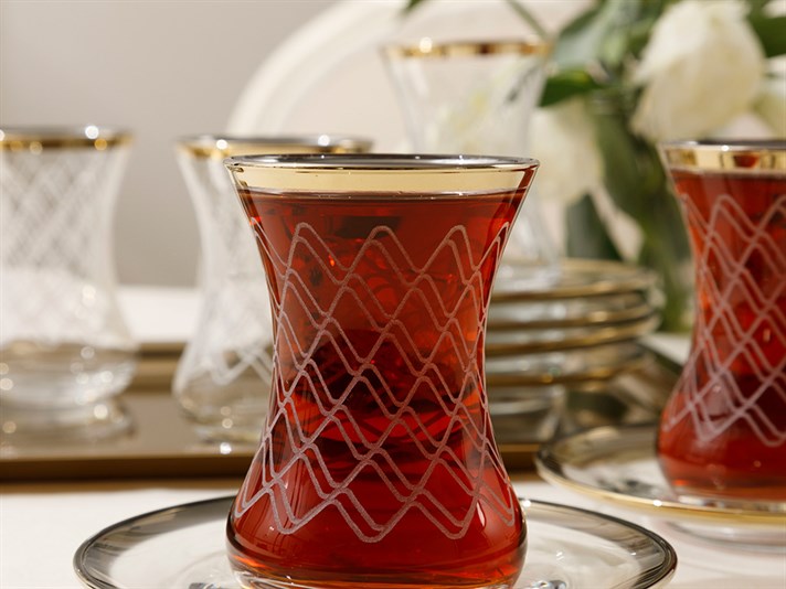 Tribal Glass 6 pcs Tea Set 125 ml Gold