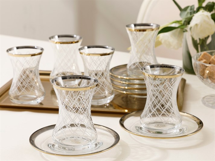 Tribal Glass 6 pcs Tea Set 125 ml Gold
