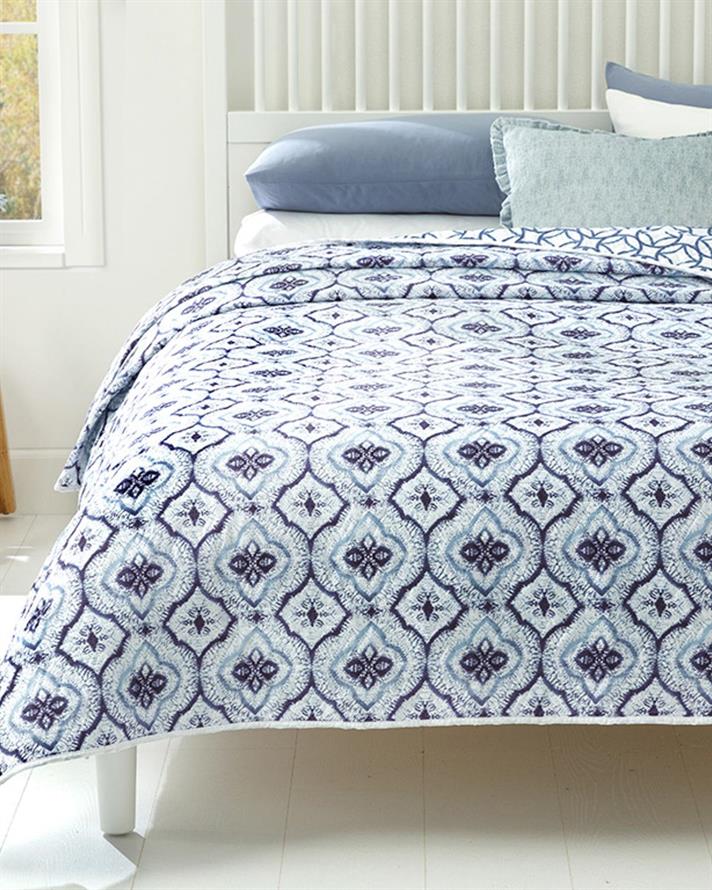 Tribal Damask Single Cuvertură Multifuncțională 160x220 cm Albastru