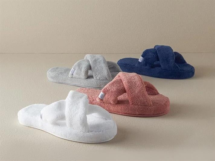 Papuci de casa, unisex, Crux, bumbac-poliester, masura 40-44, albastru