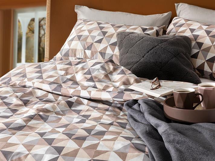 Trigon Cu Bumbac Double Set Lenjerie De Pat 200x220 cm Gri - Bej