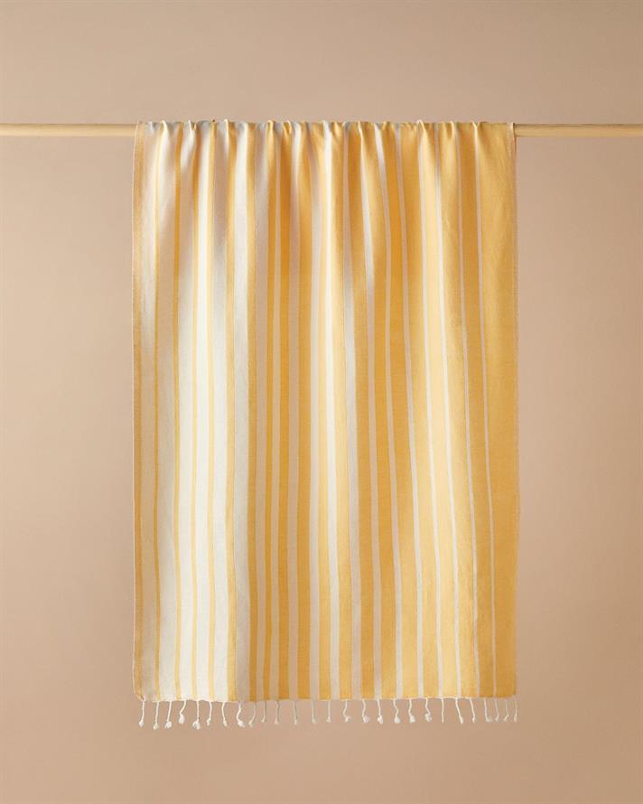 Prosop de plajă turcesc, Trine, bumbac, 90x150 cm, galben