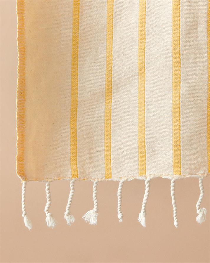 Prosop de plajă turcesc, Trine, bumbac, 90x150 cm, galben