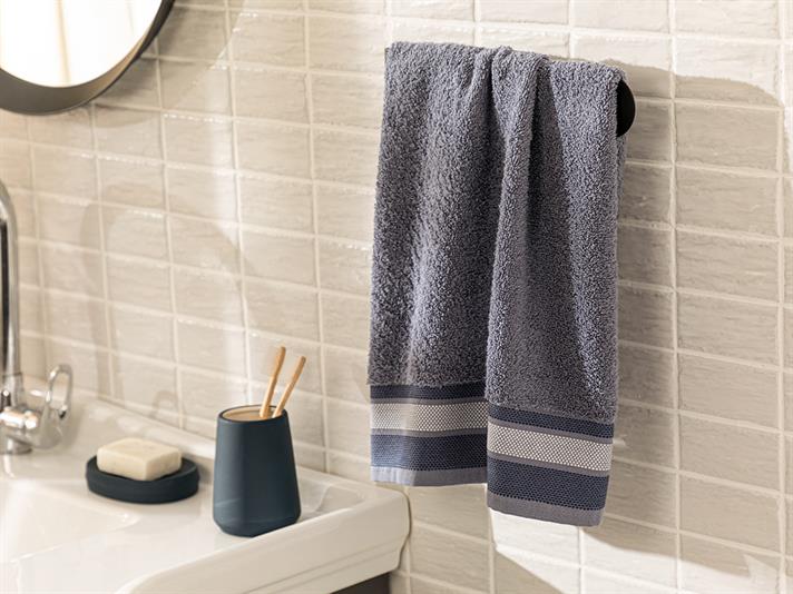 triplu Dungat Cu Bumbac Prosop De Față 50x76 cm Indigo.