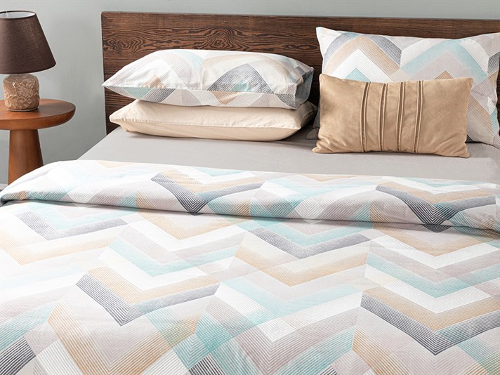 Triquetra Bumbac  King Size  SET LENJERIE DE PAT 240x220 cm Gri.