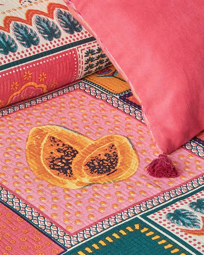 Tropic Patch Imprimat Double Pătură De Vară 200x220 cm Roz