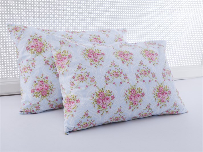 Trup de trandafiri Cu Bumbac Cu 2 Piese Față De Pernă 50x70 cm Albastru