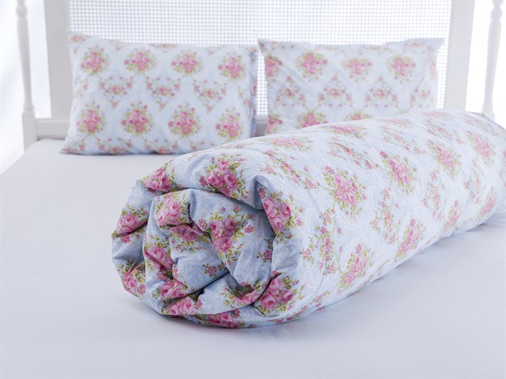 Trup de trandafiri Cu Bumbac Single Lenjerie De Pat 160x220 cm Albastru