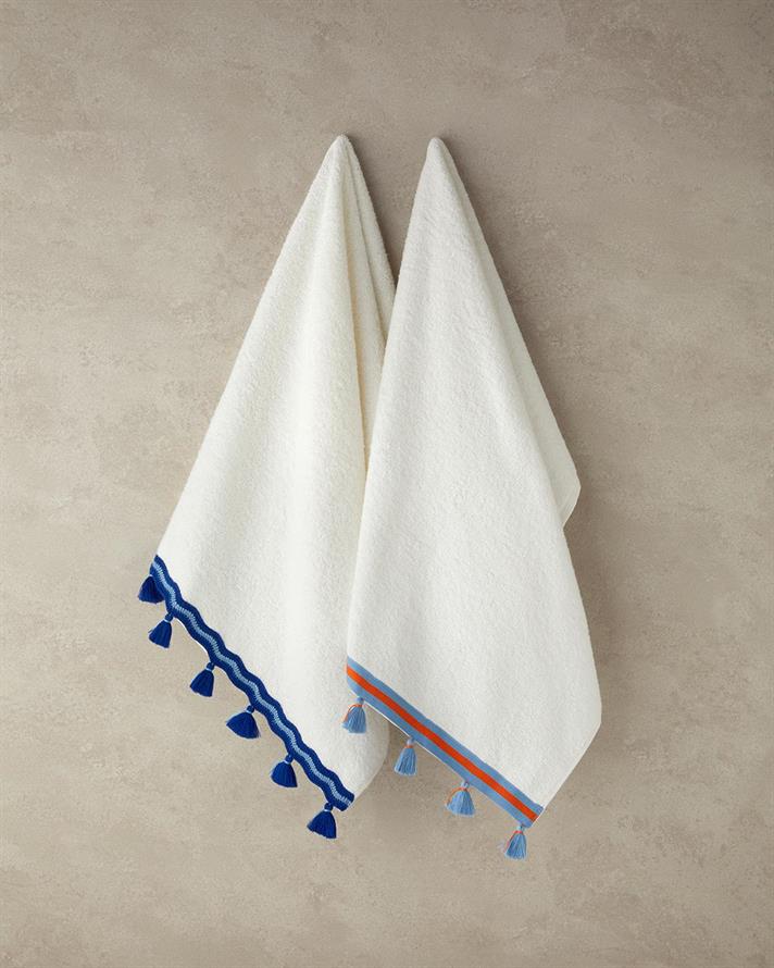 Tufty Wave Cu Bumbac Cu Ciucuri Prosop De Față 50x80 cm Ecru