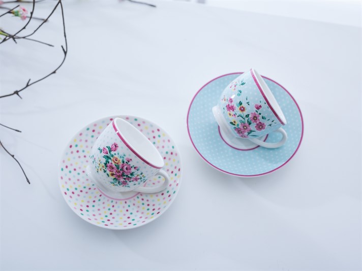 Tulip Bone China 4 Pieces 2 Servings Coffee Cup Set . .