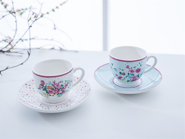 Tulip Bone China 4 Pieces 2 Servings Coffee Cup Set . .