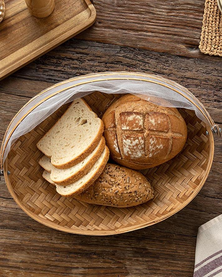 Tulle Coș De Pâine 42x29x9 cm Cafeniu