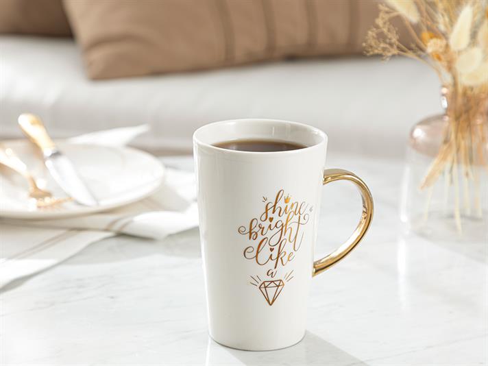 Cană, Tulip Shine, porțelan, 400 ml, auriu