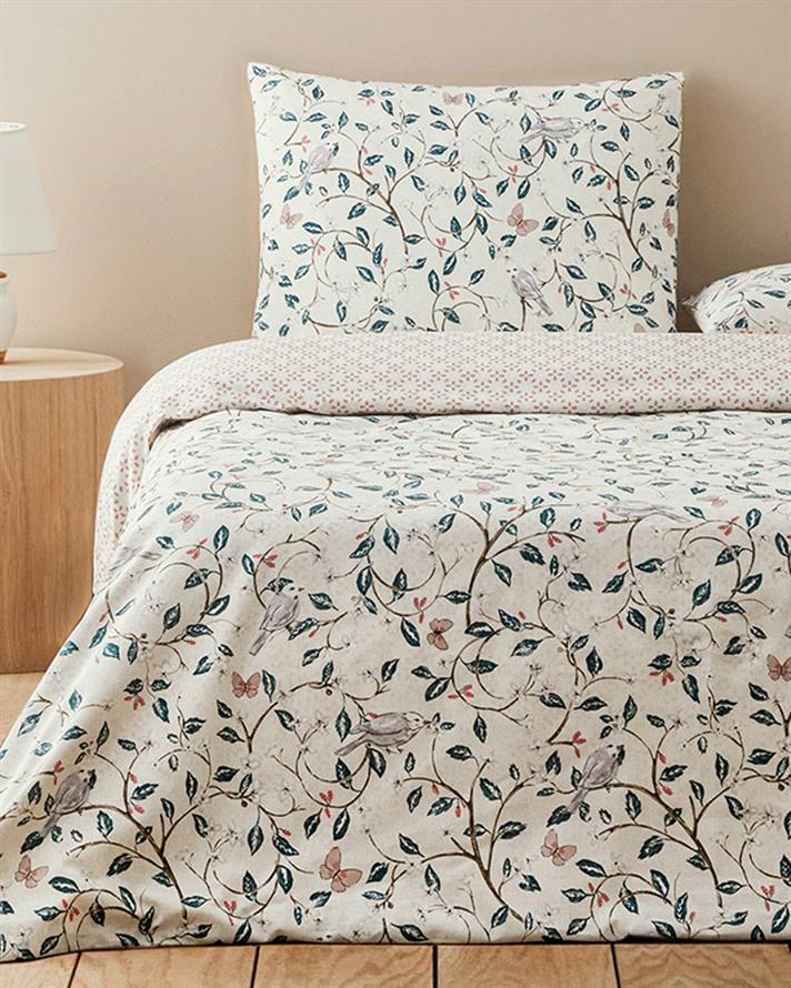 Ivy Blossom Ușor De Călcat Single Set Lenjerie De Pat 160x220 cm Bej