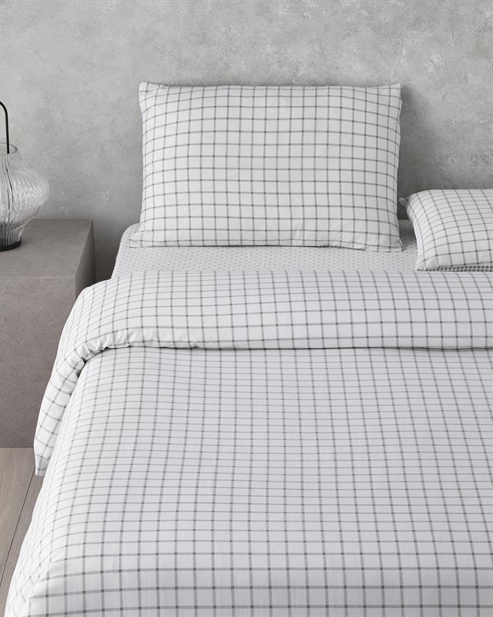 Simple Checks Ușor De Călcat Single Set Lenjerie De Pat 160x220 cm Gri