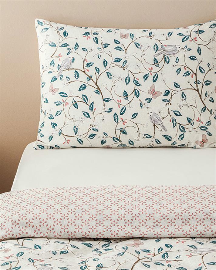 Ivy Blossom Ușor De Călcat Single Set Lenjerie De Pat 160x220 cm Bej