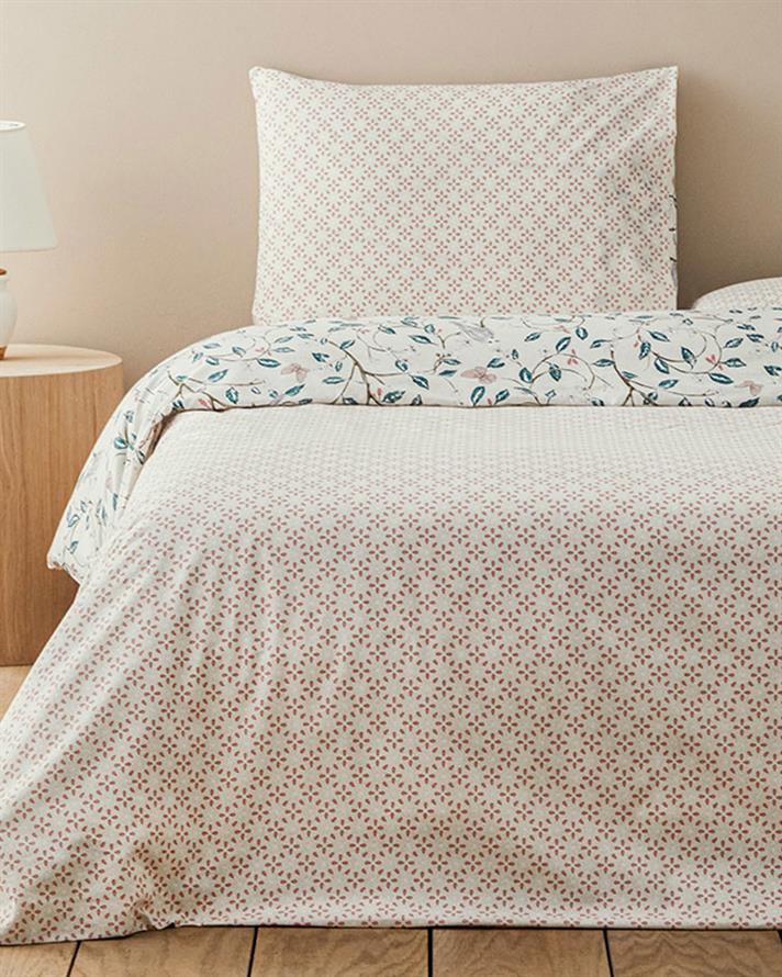 Ivy Blossom Ușor De Călcat Single Set Lenjerie De Pat 160x220 cm Bej