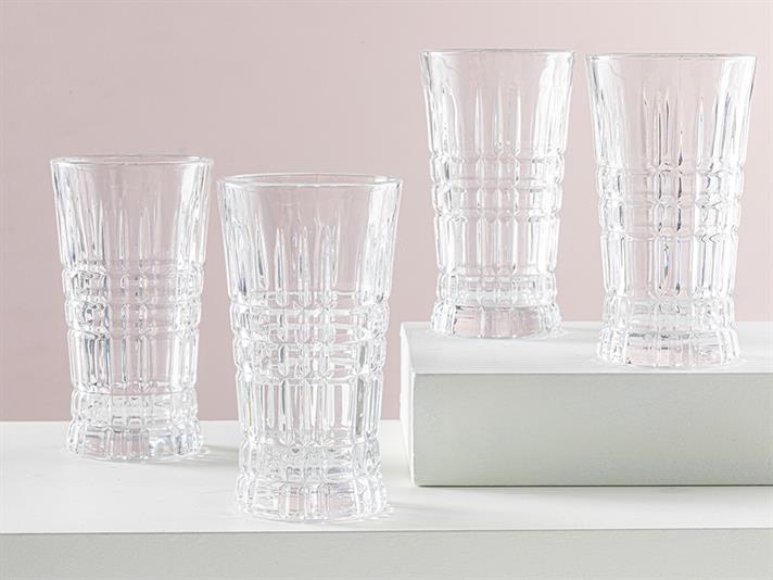 Set 4 pahare suc, Uni, portelan, 290 ml, transparent